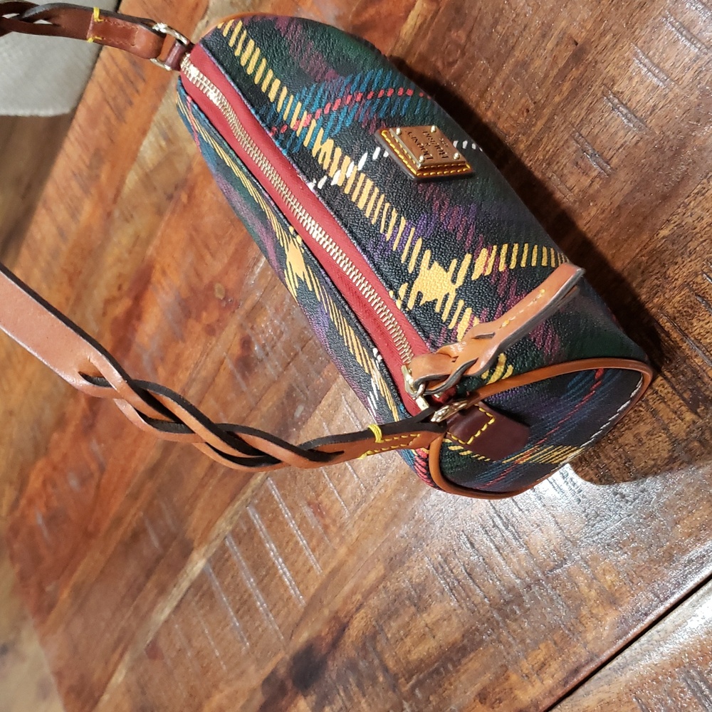 Dooney & Bourke Windsor Tartan Barrel Bag - Red, Green, Yellow - Picture 4 of 16
